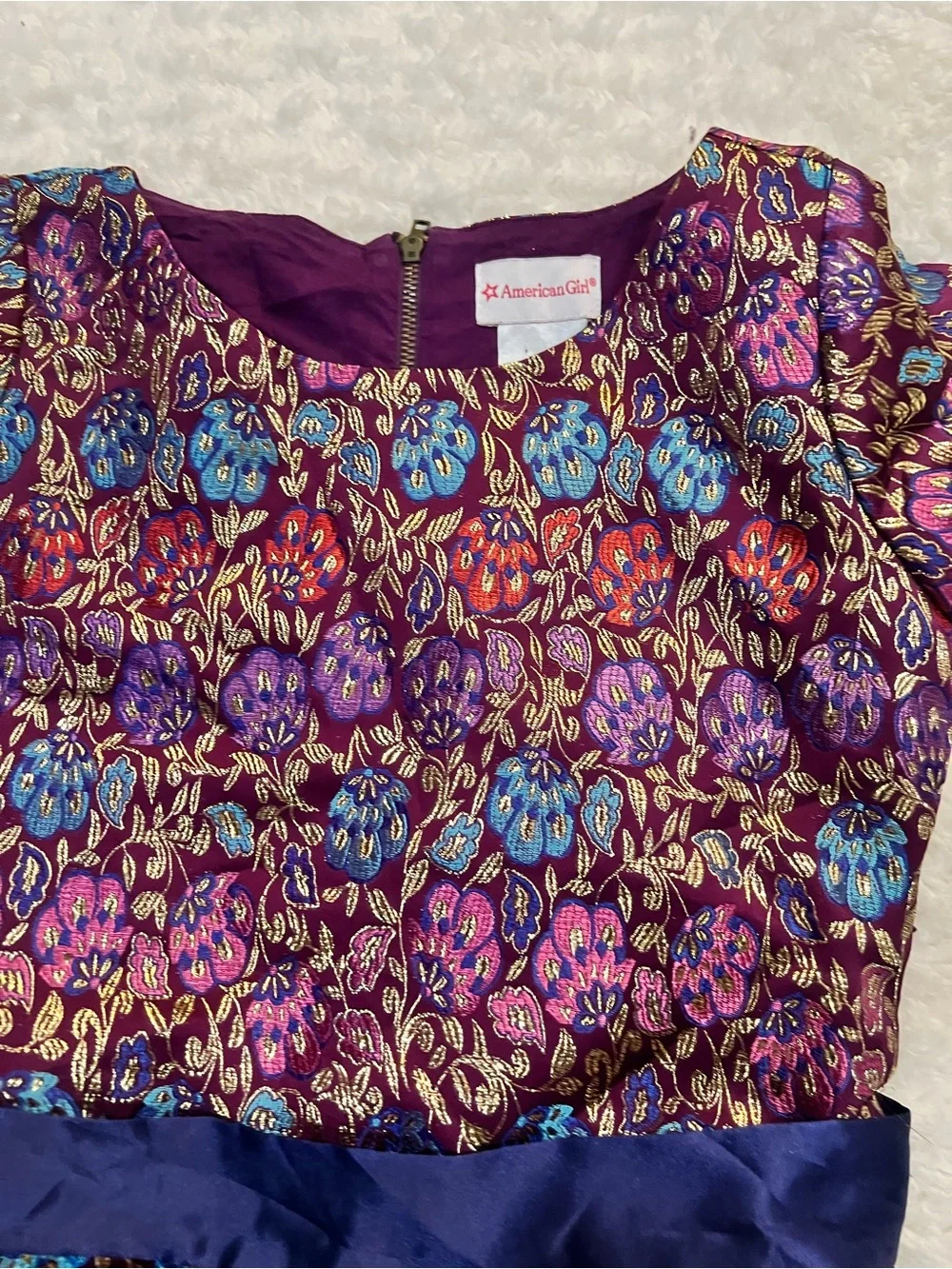 American Girl Floral Fit-and-Flare Dress with Satin Waistband - Purple